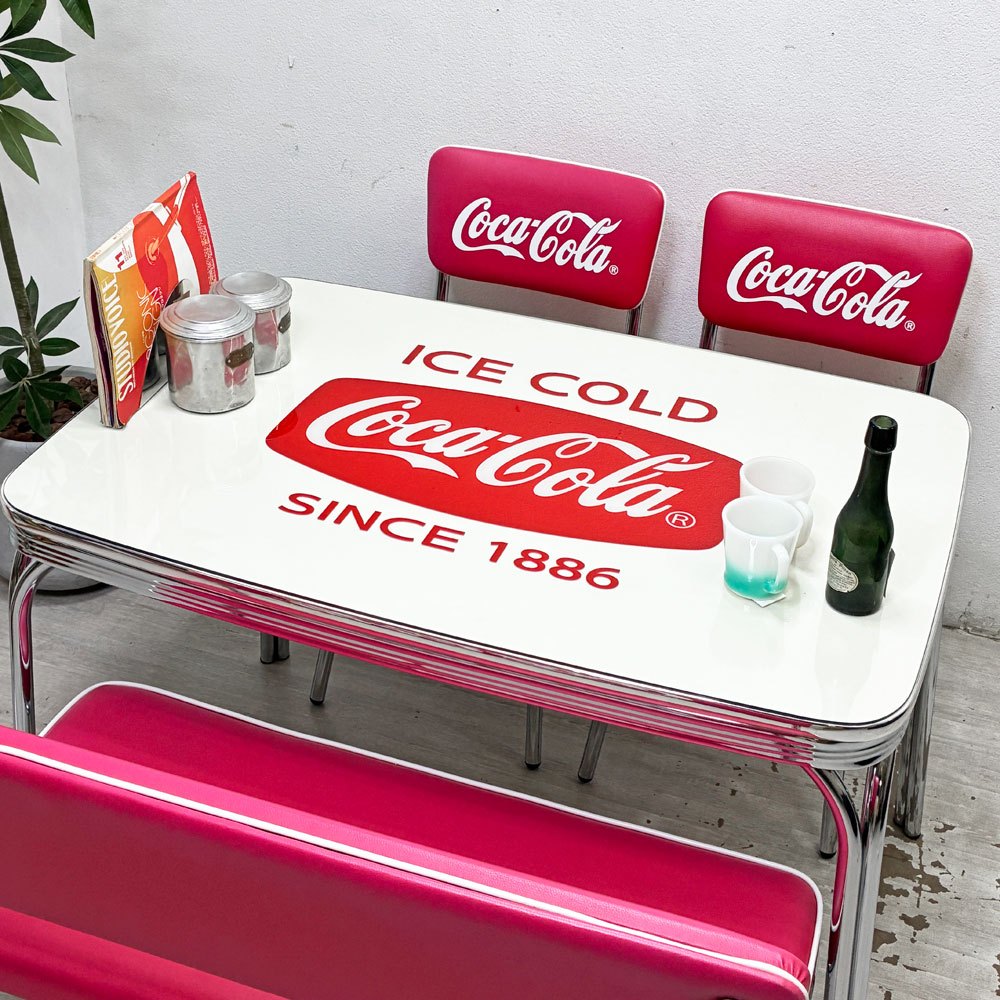 コカ・コーラ Coca Cola ダイナーテーブル Uシリーズ Coke Diner Table U Series PJ-1150D W115cm ガラストップ 50sビンテージスタイル 店舗什器 US ●