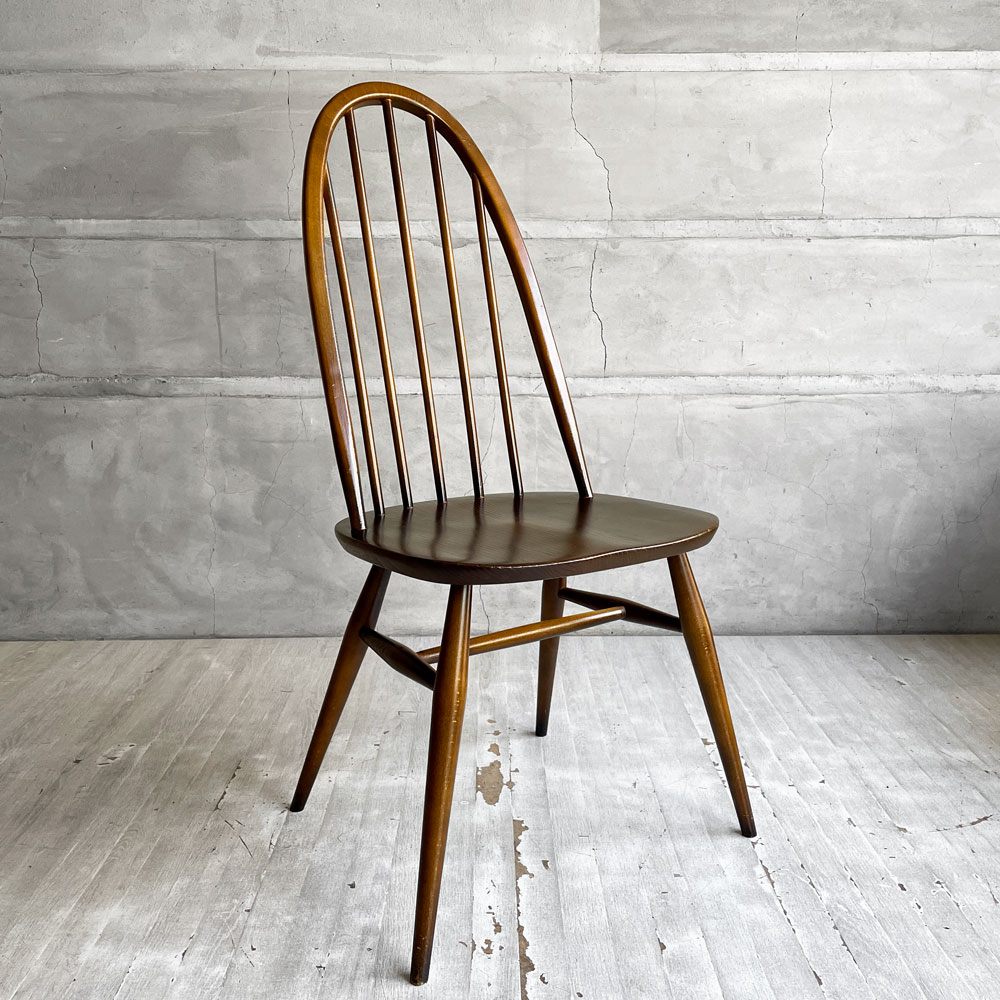 アーコール Ercol クエーカーチェア ダイニングチェア ハイバック オールドコロニアル ブラウン エルム材 ビーチ材 UKビンテージ 英国家具 ♪