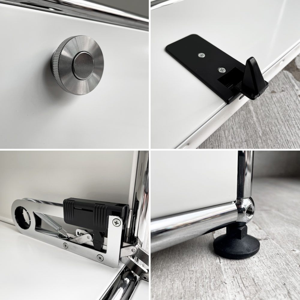 ユーエスエムハラー USMハラー USM Haller モジュラーファニチャー キャビネット シェルフ 2列2段 ドロップダウンドア ピュアホワイト ソフトクローズ機能 スイス 定価￥264,836-♪