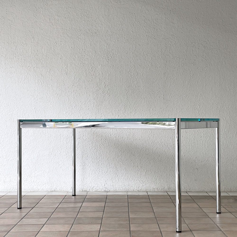USMハラー USM Haller モジュラーファニチャー Modular Furniture ハラーテーブル ワークテーブル W150 ガラス天板 ブルー系 スイス ◇
