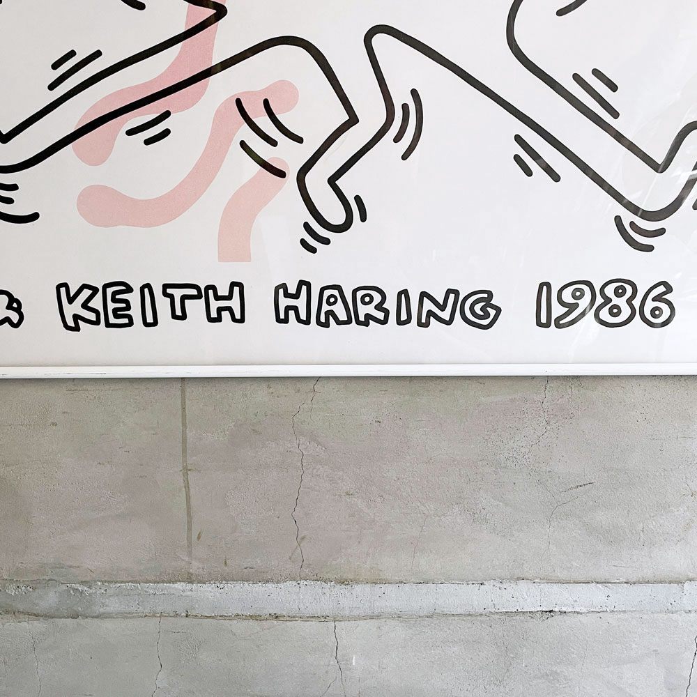 キース・ヘリング Keith Haring 1986 アートポスター 額装品 ビンテージ♪