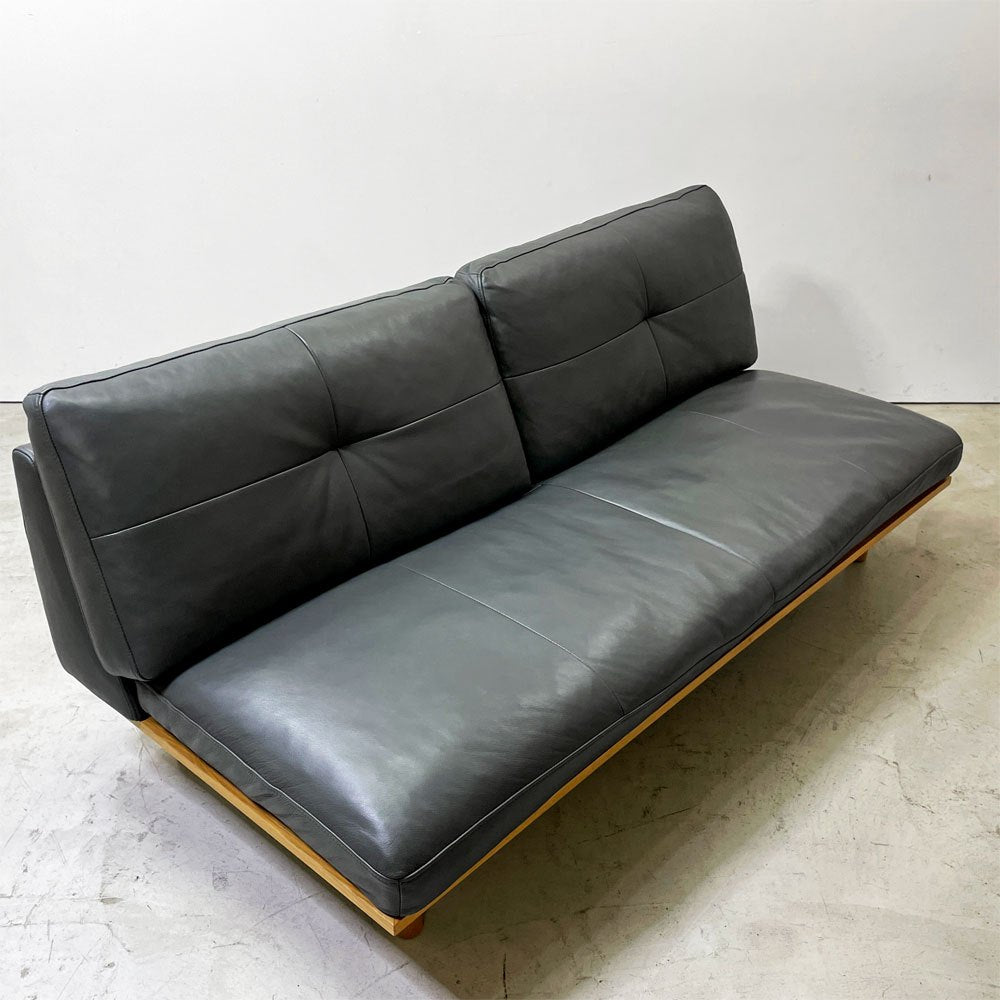 アクタス ACTUS ファイブ・バイ・ファイブ five by five フラッド FLAD 2.5シーターソファ オーク材 O-7300 グレー W180cm 牛革 定価￥272,800- ●