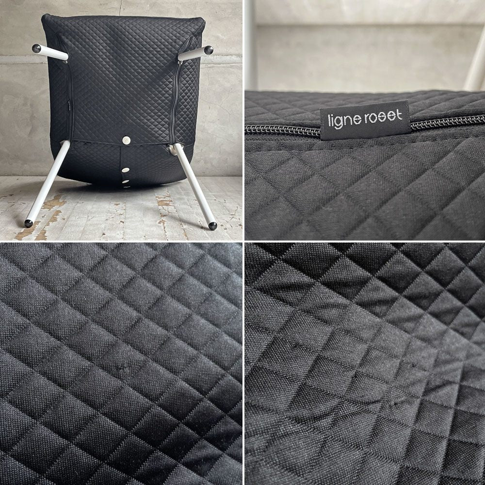 リーンロゼ ligneroset ロゼカラン ROSET Calin steel leg ダイニングチェア  ブラック×ホワイト キルティング スチールレッグ パスカル ムールグ フランス C ♪
