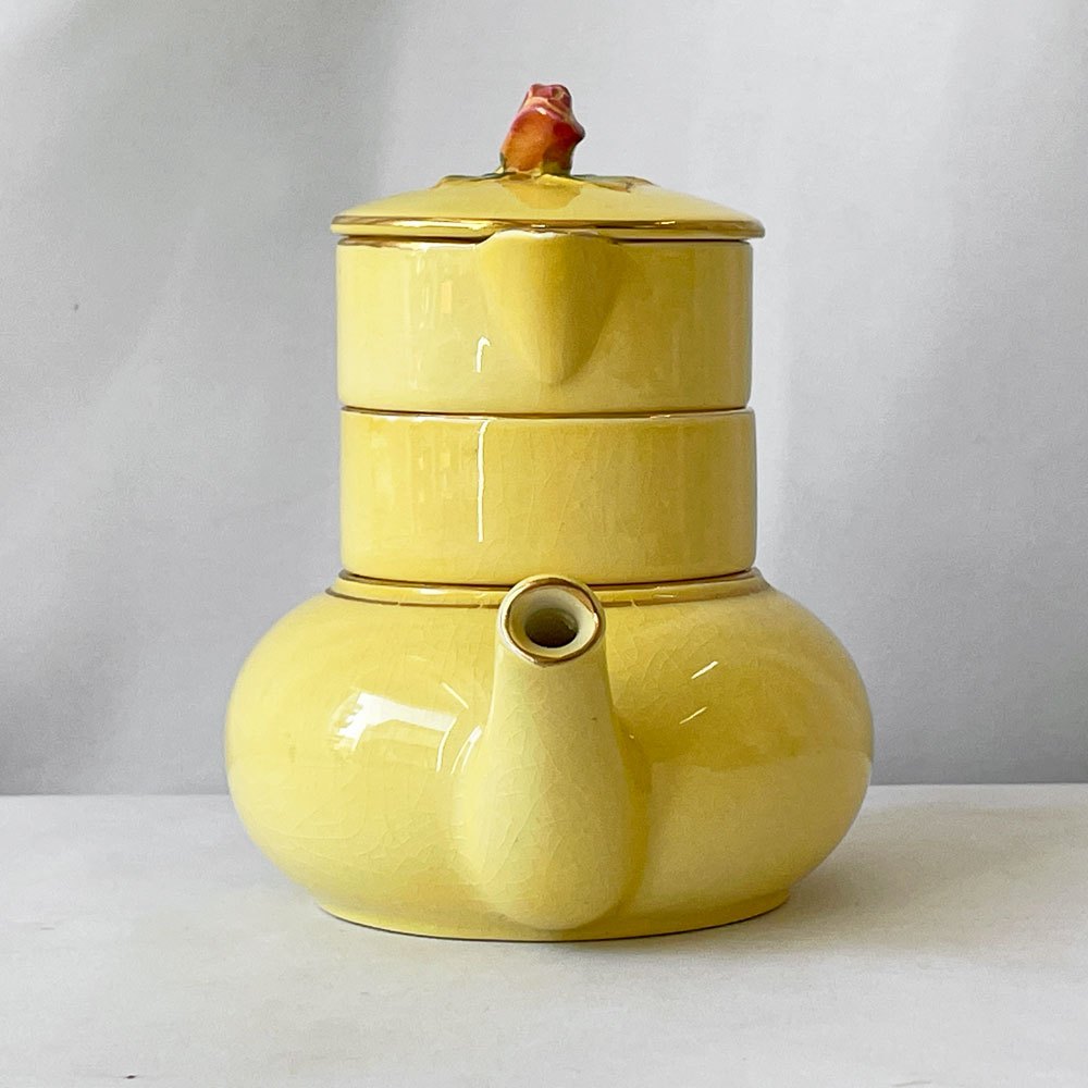 ロイヤルウィントン Royal winton ティーフォーワン Tea for One イエロー・ローズバッド Yellow Rosebud スタッキングティーポット ティーカップ クリーマー UKビンテージ 英国食器 希少 ◇