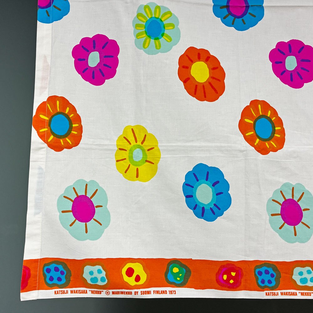 マリメッコ marimekko Nekku 生地 ファブリック 脇坂克二 Katsuji Wakisaka フィンランドビンテージ 132×192cm ◎