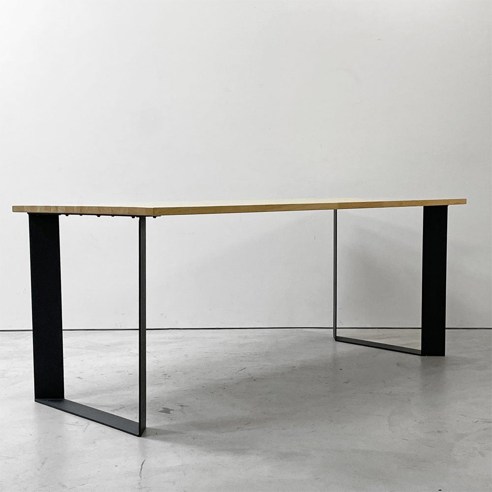 かなでもの KANADEMONO ザ・テーブル THE TABLE デスク ラバーウッド材 Slash_Square脚 ブラックスチール脚 W170 x D80cm ●