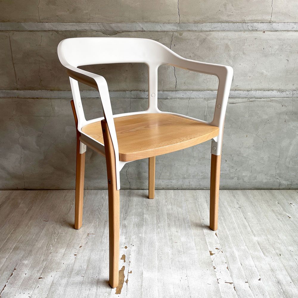 マジス MAGIS スティールウッドチェア Steelwood Chair ホワイト＆ビーチ アームチェア ロナン & エルワン・ブルレック イタリア ♪