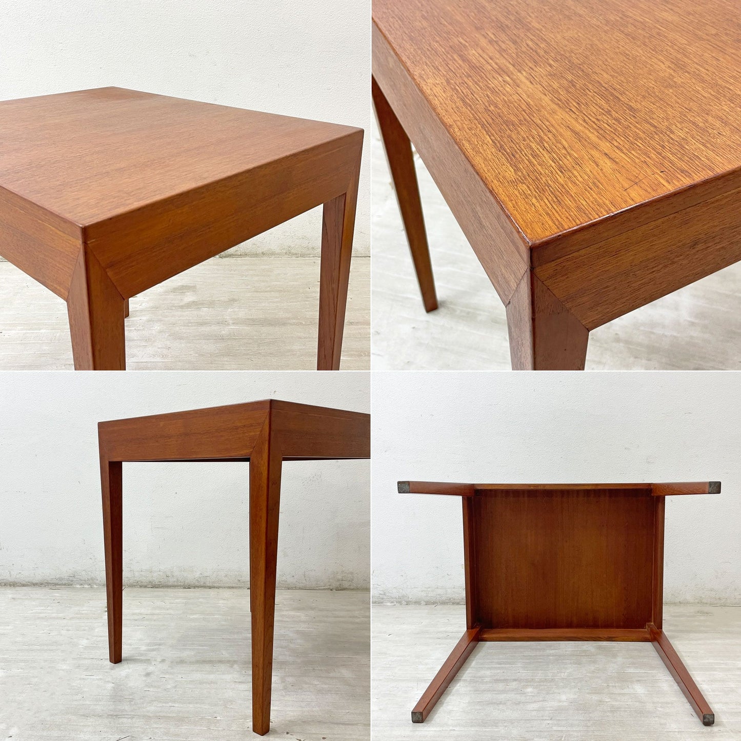 ビンテージ Vintaga チーク材 ダイニングテーブル サイドテーブル ボックス天板 北欧デザイン W74.5cm ●