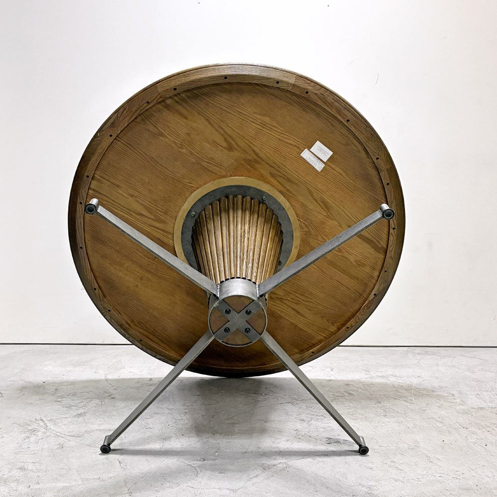 クラッシュゲート CRASH GATE ノットアンティークス Knot antiques リボーン REBORN ダイニングテーブル ラウンド オーク材 スチール Φ120cm インダストリアルテイスト ●