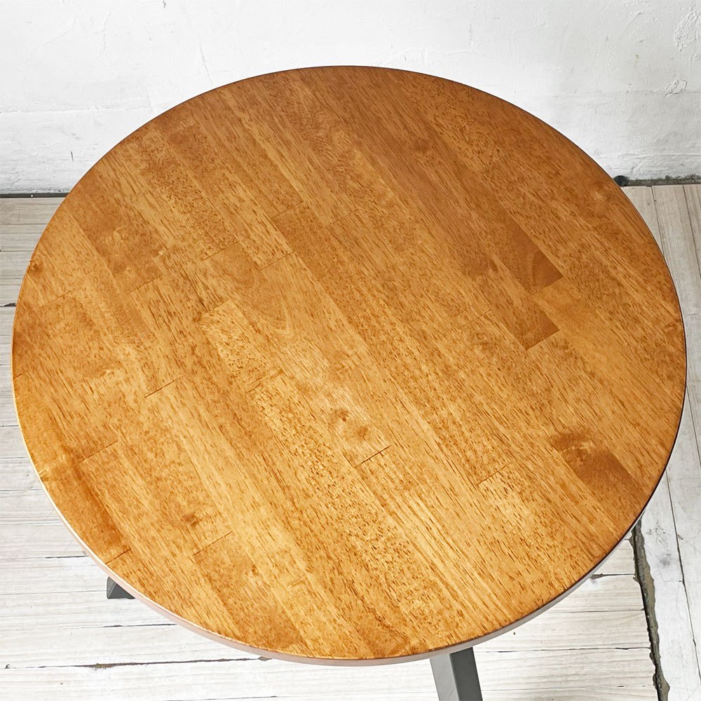 かなでもの KANADEMONO ザ・カフェテーブル THE CAFE TABLE Black Steel 3pin ラウンド ラバーウッド天板 スチール Φ60cm ★