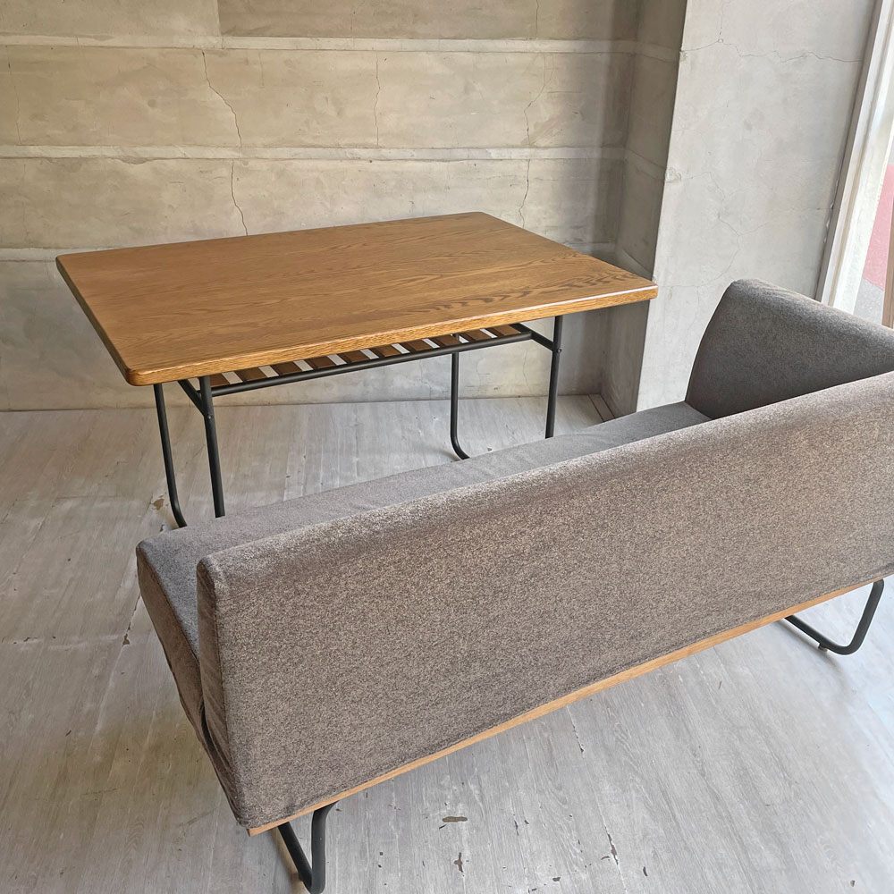 リセノ Re:CENO ワイリー WIRY リビングダイニングテーブル オーク無垢材 スチール脚 W115cm ビンテージスタイル 参考価格￥86,300- ♪