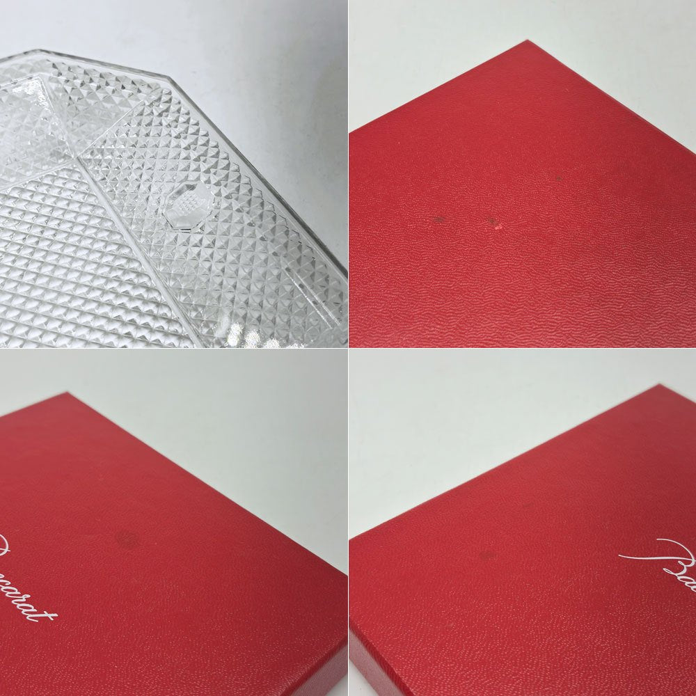 バカラ Baccarat パンピーユ Pampille  スクエアプレート ジュエリートレイ 小皿 クリスタルガラス 廃番 箱付き ●