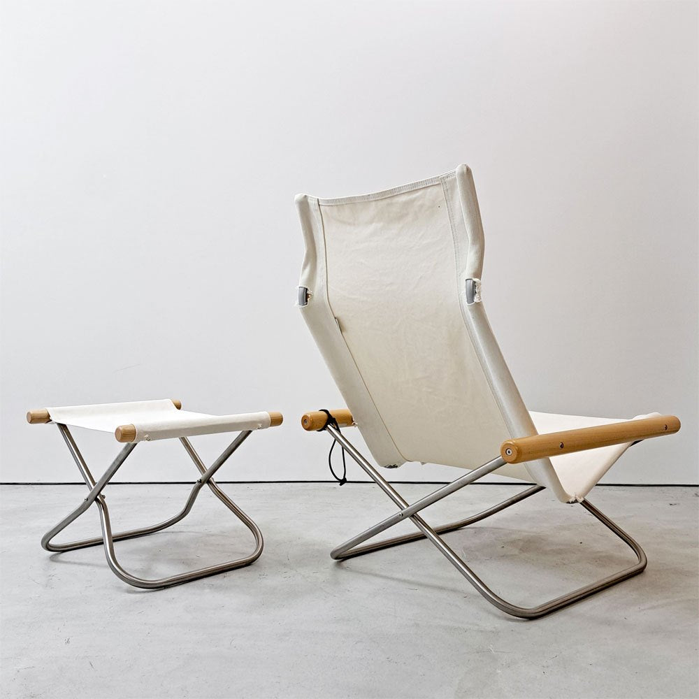 ニーチェア エックス NY chair X フォールディングチェア オットマン付 ホワイト×ナチュラル 折り畳みチェア 新居猛 藤栄 MoMA ●