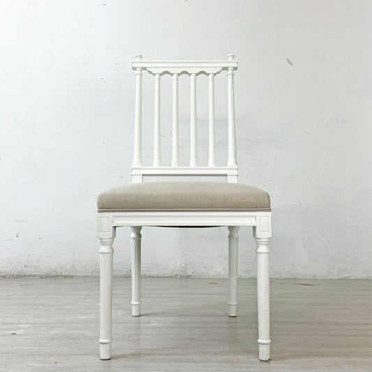 サラグレース Sarah Grace デビューシリーズ ダイニングチェア DEBUT DINING CHAIR トーマス THOMAS ホワイト&ナチュラルリネン ホワイトペイント シャビーシック チェアカバー付 定価￥49,500- A ●