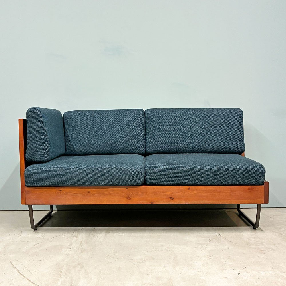 アデペシュ a.depeche ウォーム WARM LDソファ ライトアーム 2シーター カバーリング ブルー パイン材 廃番 参考定価￥90,200- ◎