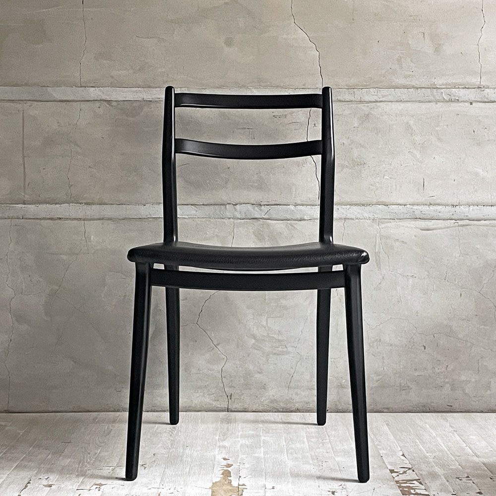 天童木工 TENDO インパラチェア Impala Chair ダイニングチェア ブラック レザー 本革 佐々木敏光 ジャパニーズミッドセンチュリーモダン D  ♪
