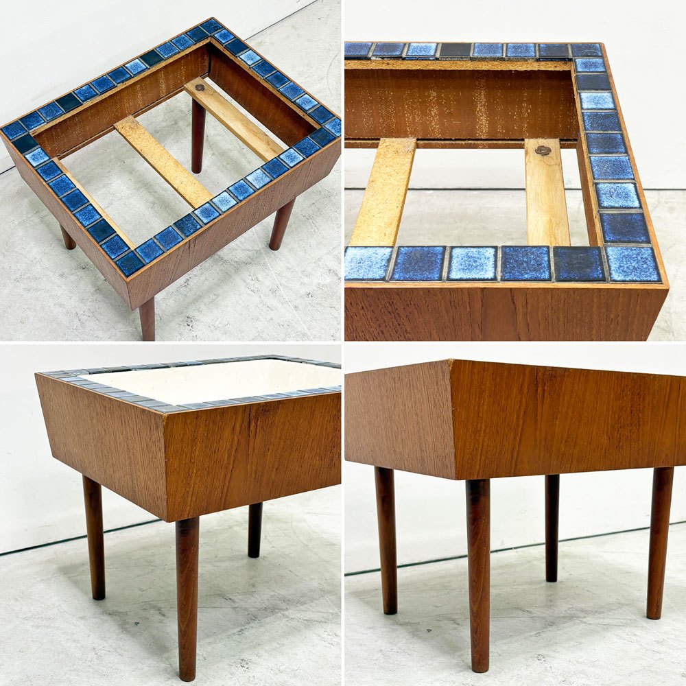 デンマーク ビンテージ Danish Vintage チーク材 プランタースタンド フラワースタンド タイルトップ ポリスチレンボックス 北欧家具 ●