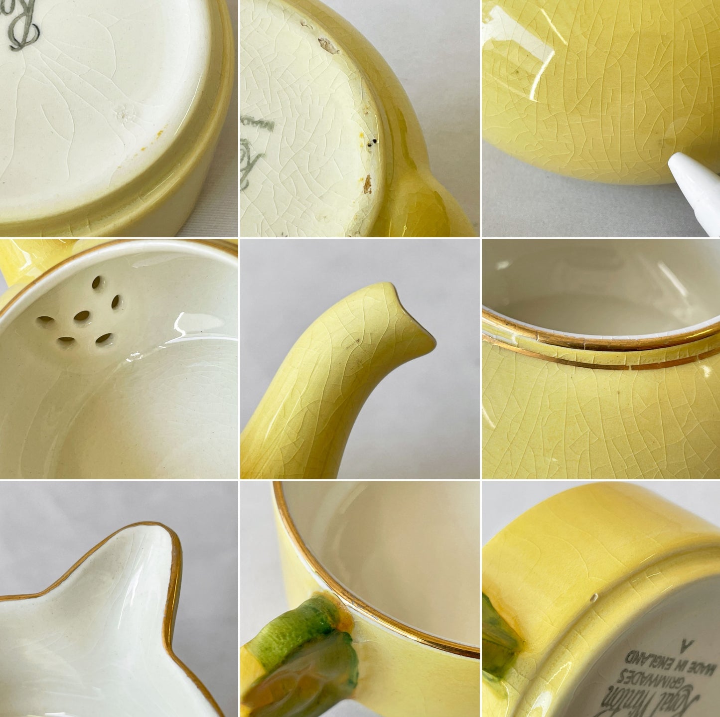 ロイヤルウィントン Royal winton ティーフォーワン Tea for One イエロー・ローズバッド Yellow Rosebud スタッキングティーポット ティーカップ クリーマー UKビンテージ 英国食器 希少 ◇