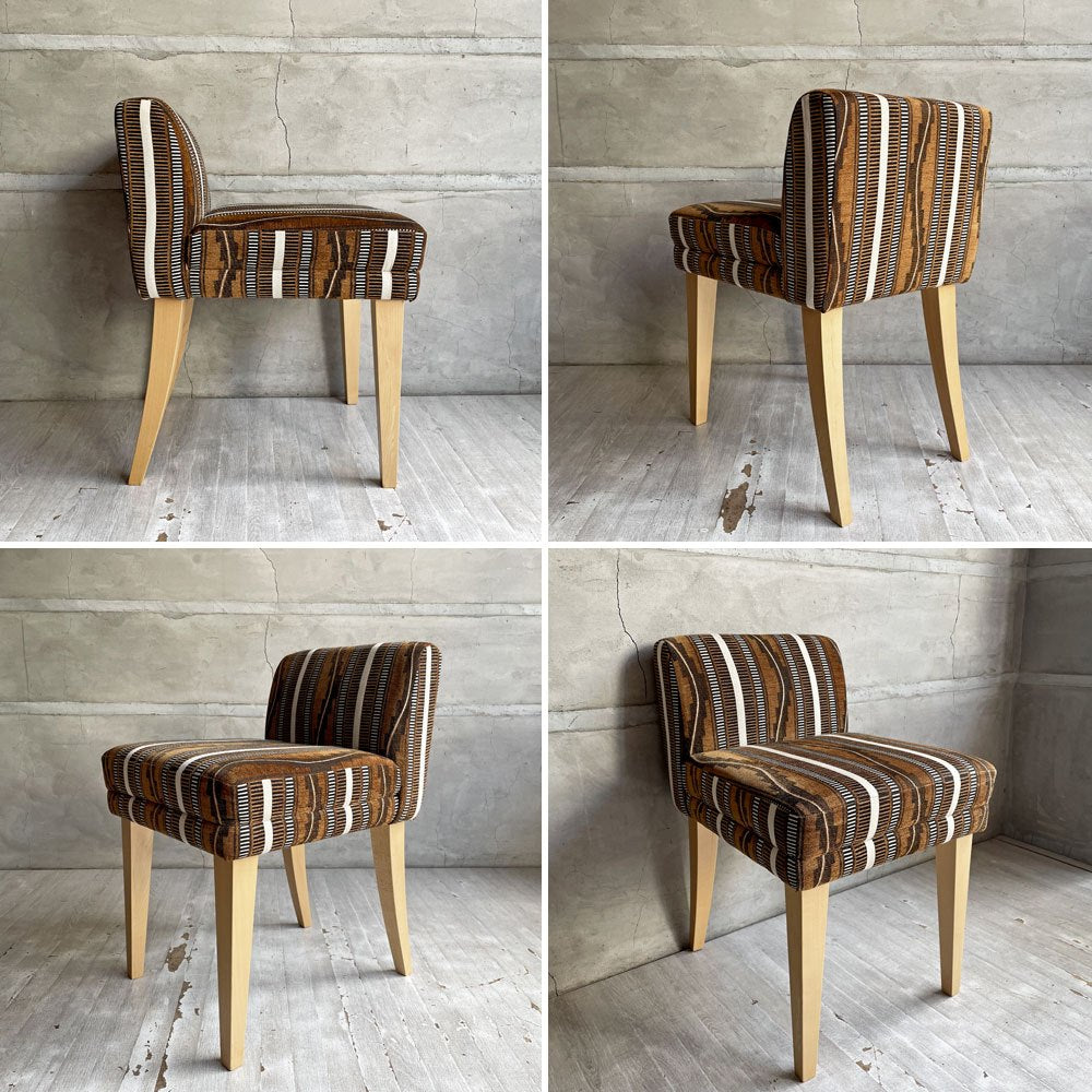 イデー IDEE ローバックチェア LOW BACK CHAIR ダイニングチェア メープル材 ミッドセンチュリーテイスト 受注生産品 廃番生地 希少 ♪