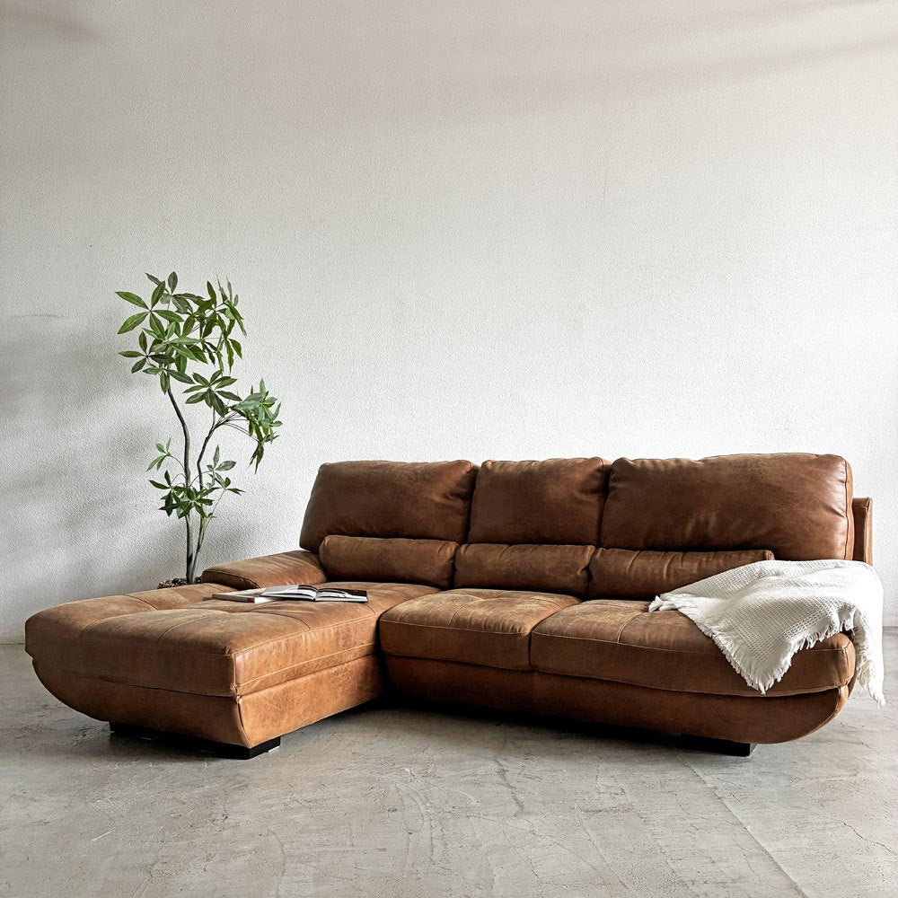 リラックスフォーム RELAX FORM トレビソ TREVISO スモールカウチソファ 右カウチ W240cm スーパーレザーテックス オーカーブラウン 関家具 参考価格￥229,800- 〓
