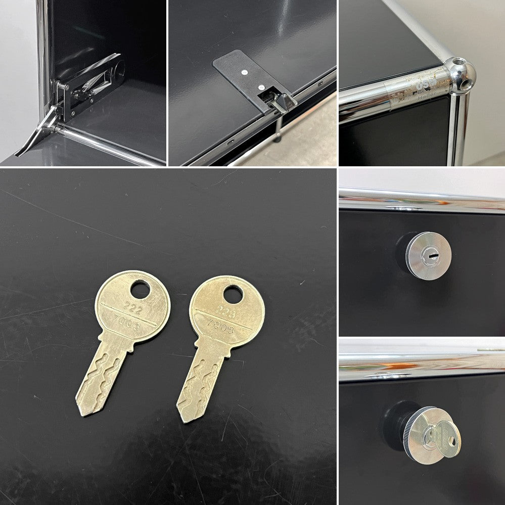 ユーエスエムハラー USMハラー USM Haller キャビネット オープンシェルフ 2列3段 ドロップダウンドア 鍵付き グラファイトブラック モダンデザイン スイス ●