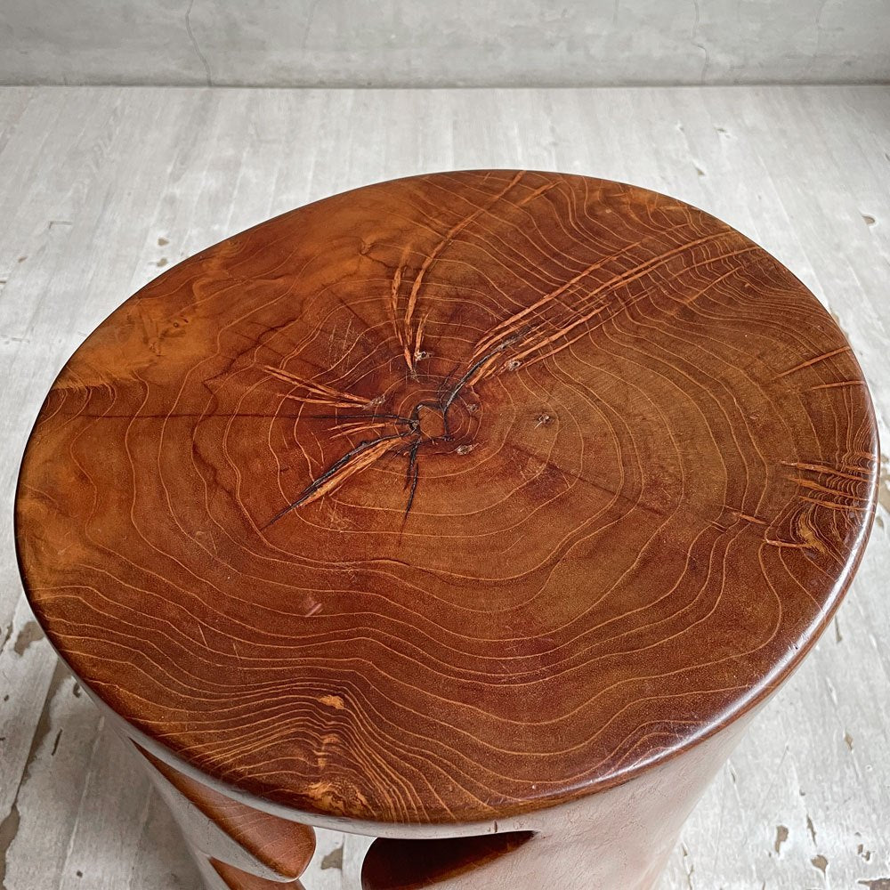 ヨーガンレール ババグーリ Jurgen Lehl Babaghuri チーク無垢材 スツール Stool シグザグ脚 ハンドメイド 一木造り プリミティブ 希少 ♪