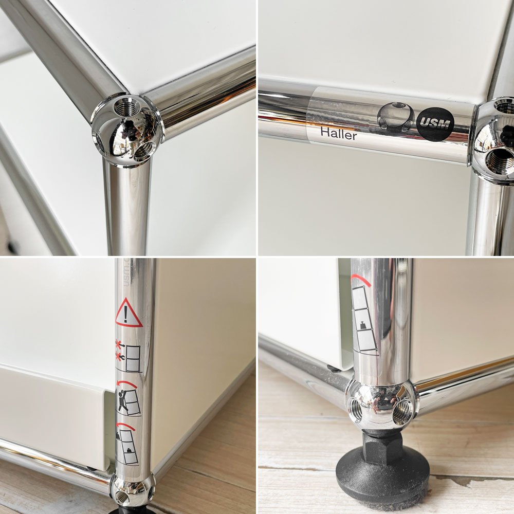 ユーエスエムハラー USMハラー USM Haller モジュラーファニチャー キャビネット シェルフ 1列2段 ホワイト マガジンラックパネル 廃番仕様 ★