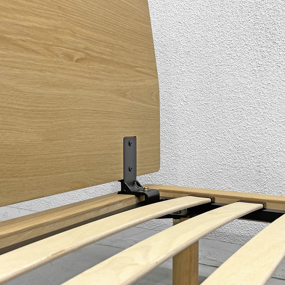 無印良品 MUJI 木製ベッドフレーム スモールサイズ オーク材突板 ヘッドボード付き ナチュラルカラー 〓
