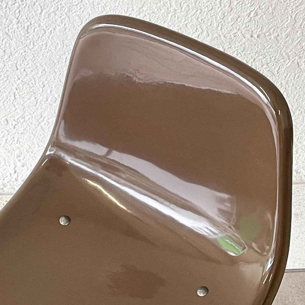 コトブキ KOTOBUKI スタッキングチェア FRP製 シェルチェア スチール脚 ブラウン 剣持勇デザイン ビンテージ ジャパニーズミッドセンチュリー A ◇