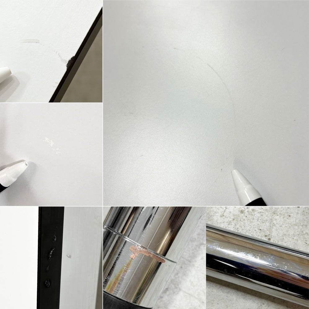 USMモジュラーファニチャー USM Haller USMハラーテーブル ワーキングデスク W200cm アジャスター パールグレーラミネート  ホワイト 高さ調整機能 リング付 モダンデザイン ●