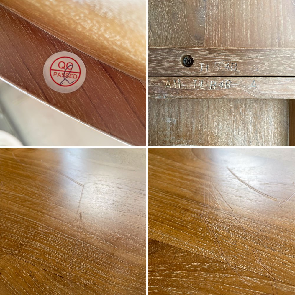 オールドメゾン old maison チーク無垢集成材 ラウンド ダイニングテーブル Φ109cm バルボスレッグ クラシカル ♪