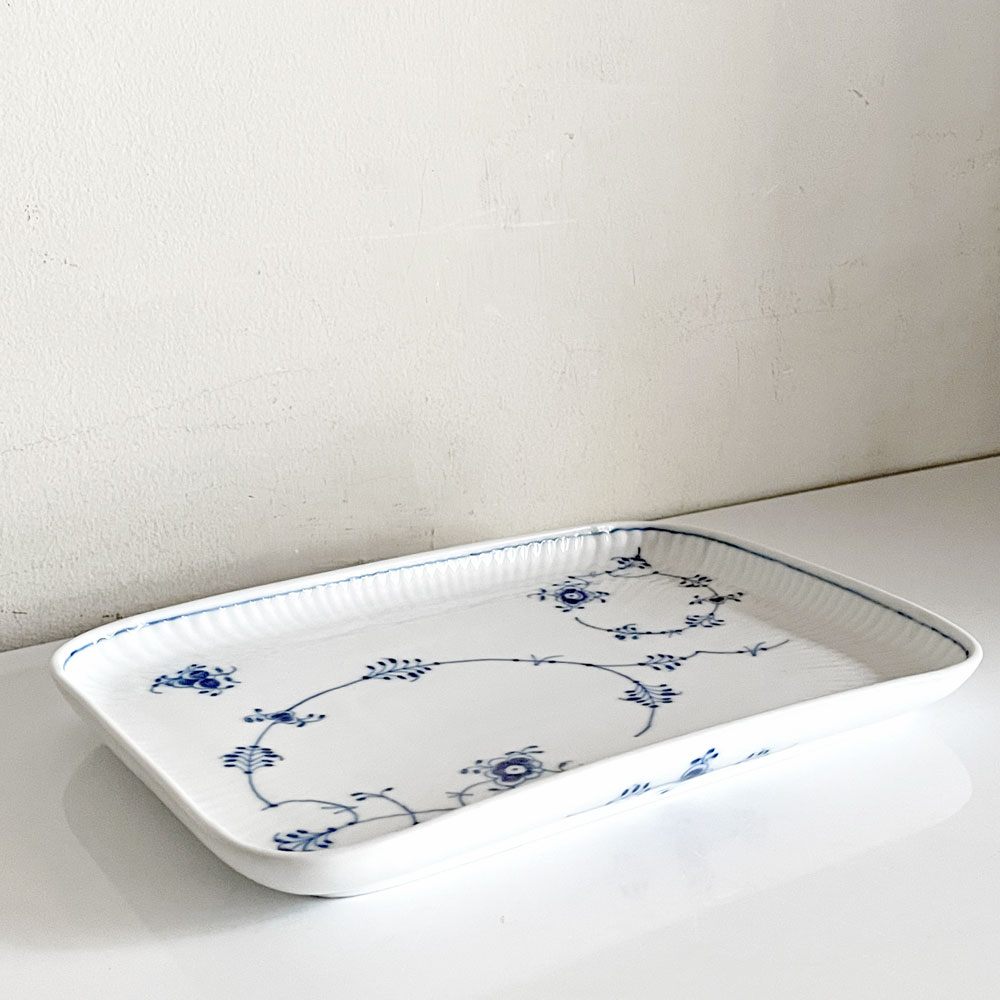 ロイヤルコペンハーゲン ROYAL COPENHAGEN ブルーフルーテッド Blue Fluted ジャパニーズ Japanese スクエアプレート 平皿 角皿 w22cm デンマーク製 北欧 廃番 B ■