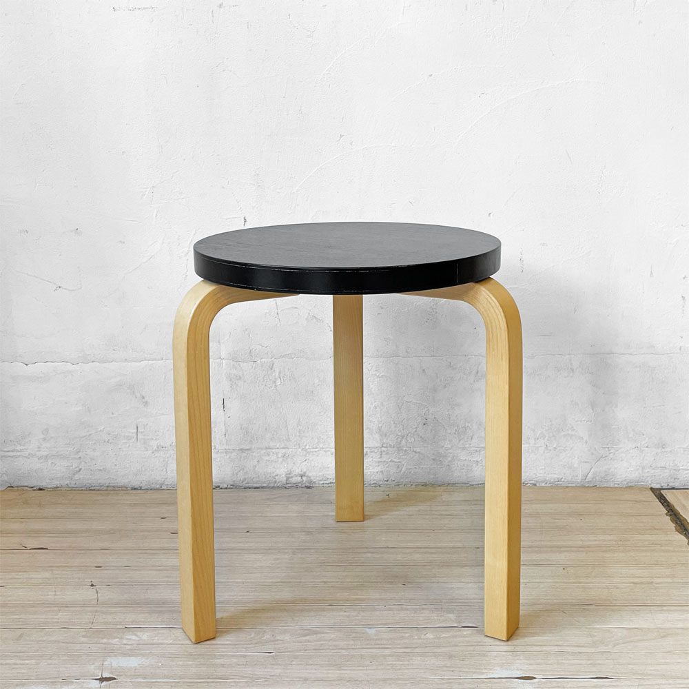 アルテック Artek Stool60 スツール 三本脚 80周年記念モデル ブラックラッカー アルヴァ・アアルト 北欧家具 ★