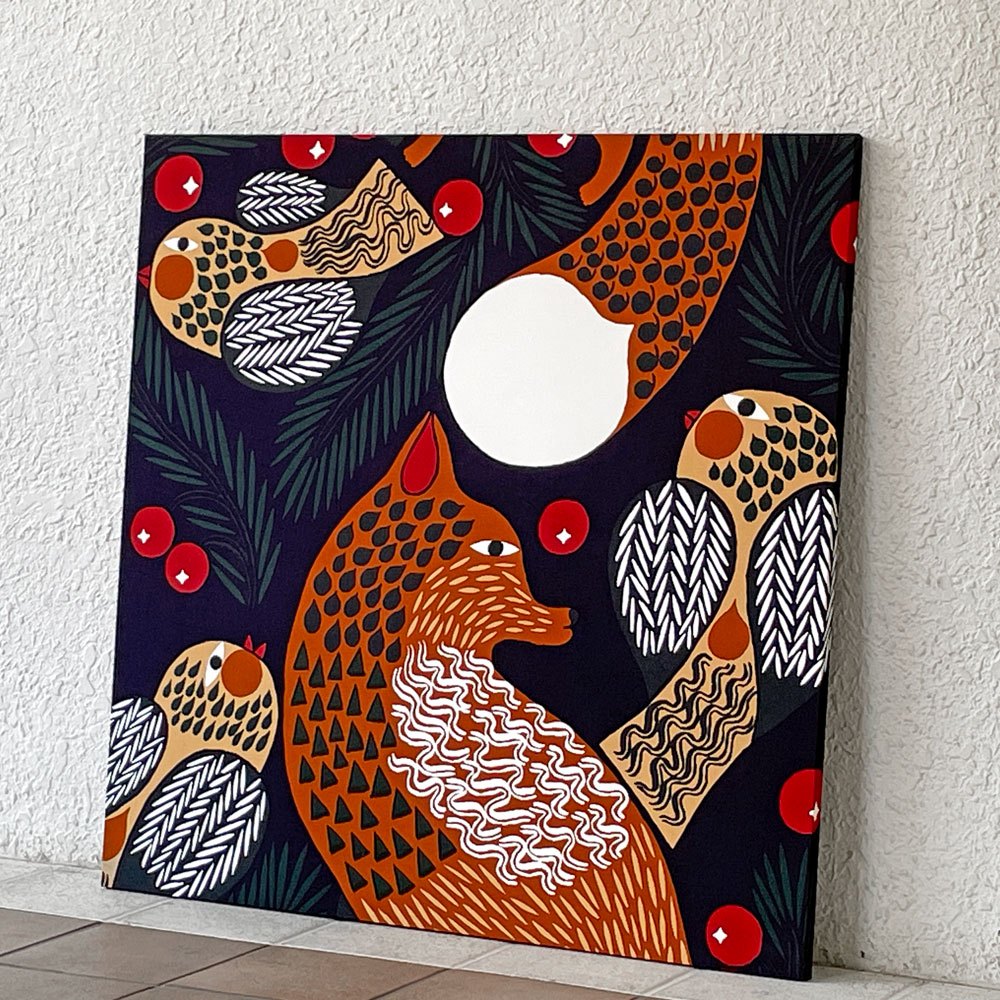 マリメッコ Marimekko ケトゥンマルヤ KETUNMARJA ファブリックパネル 80×80cm MAIJA METSOLA 北欧雑貨 フィンランド◇
