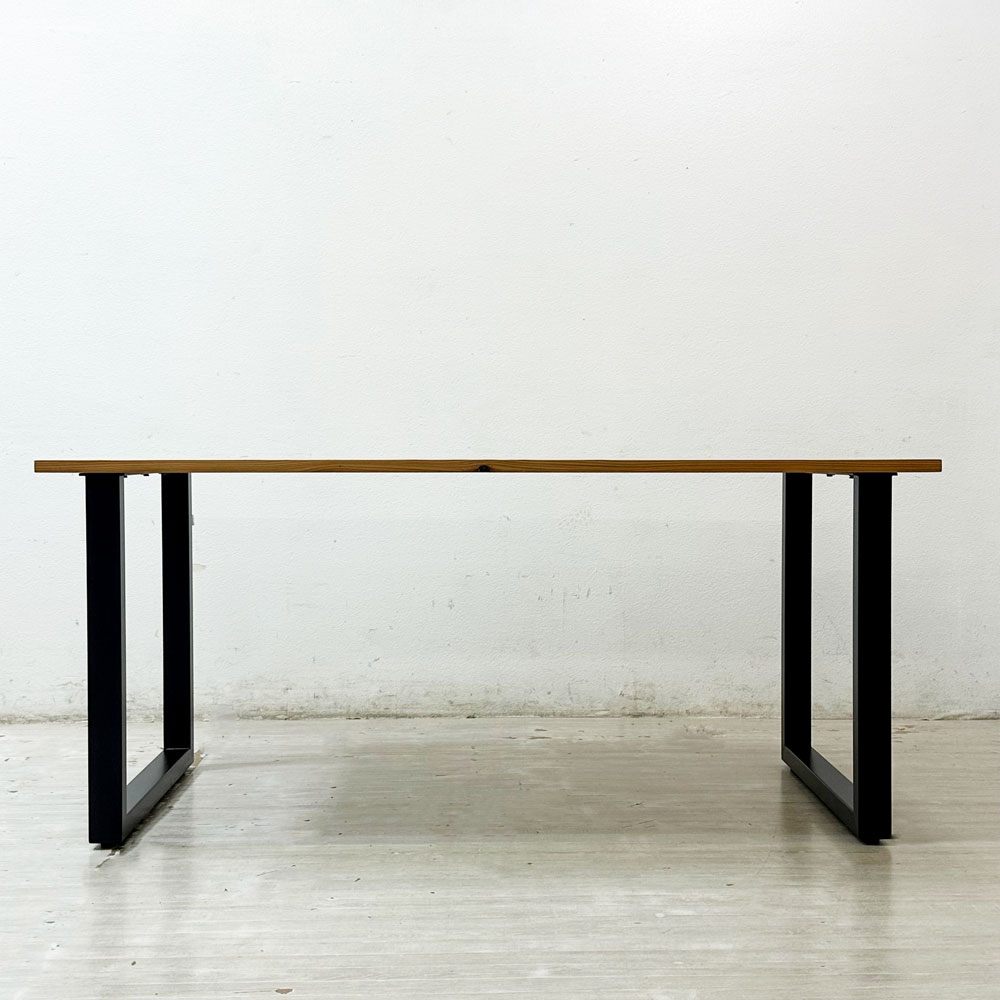 かなでもの KANADEMONO ザ・テーブル THE TABLE デスク 杉無垢材 スチール スクエアレッグ ブラック W160cm ナチュラルデザイン ●