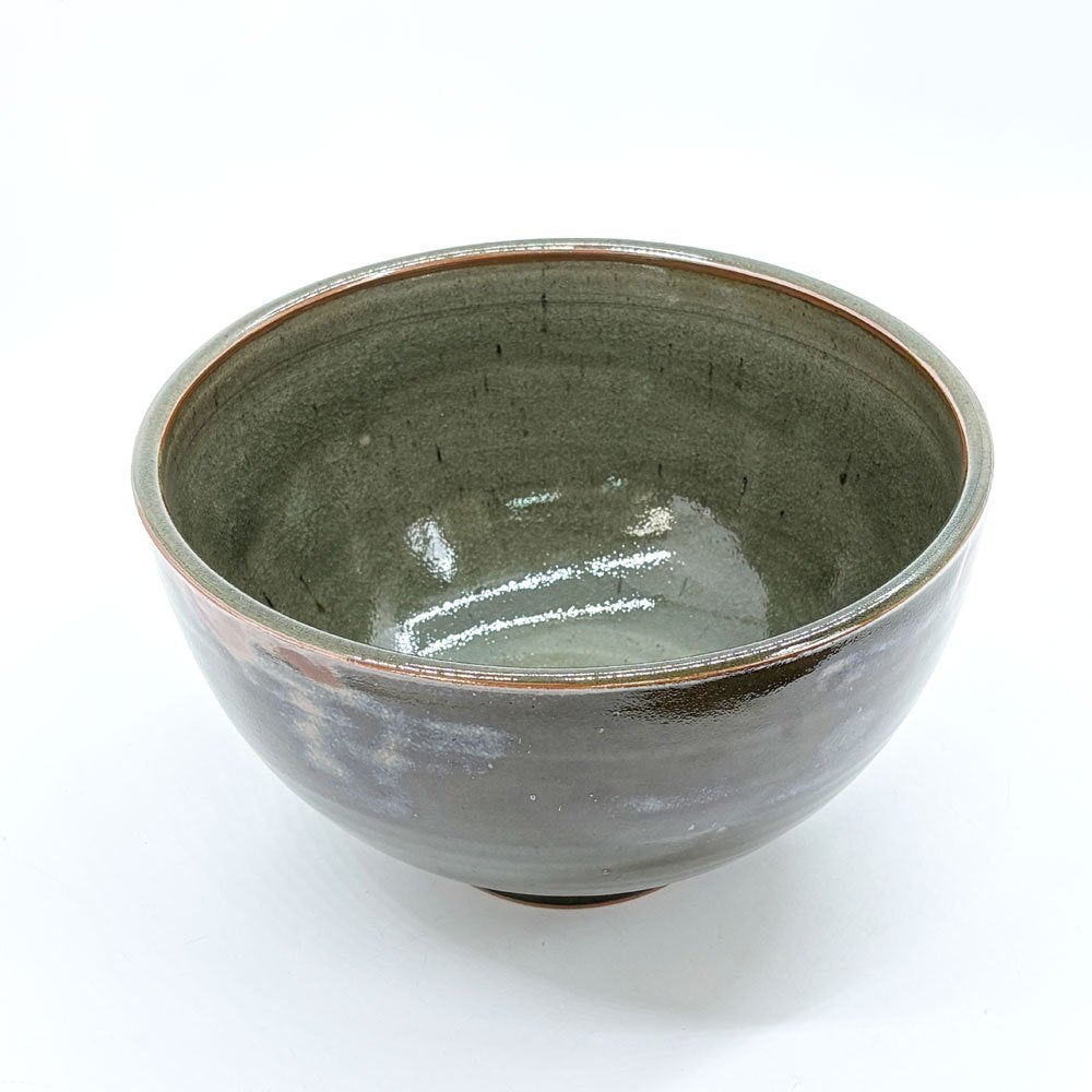 マルガレーテンヘーエ Keramische Werkstatt Margaretenhohe 幅広ボウル 丼 ダークグリーン系 李英才 現代作家 E ●
