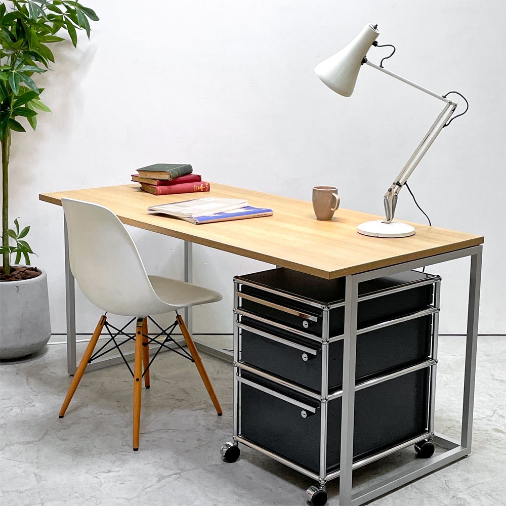 ビスレー BISLEY デスクプラン DESK PLAN Lフット ワーキングテーブル デスク オーク メラミン天板 スチール脚 W150cm イギリス ●