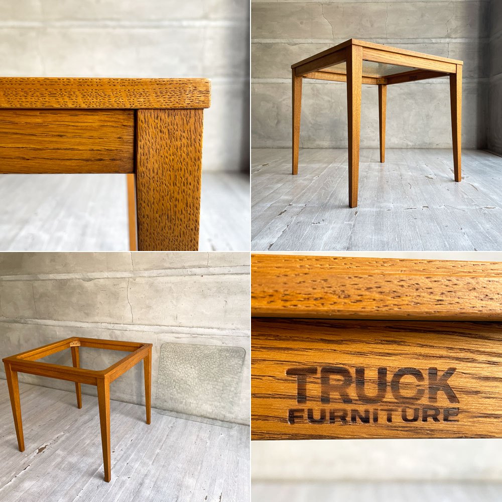 トラックファニチャー TRUCK FURNITURE GT ガラス天板 サイドテーブル ナラ無垢材 W50xD50cm ♪