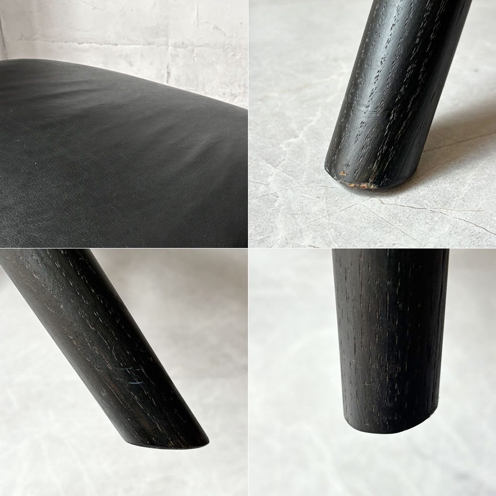 スクエアルーツ SQUARE ROOTS ランナチェア LANNA CHAIR ダイニングチェア アームチェア オーク材×牛革 レザー 美品 参考価格￥77,000- A ★