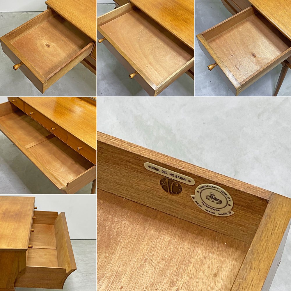 アルフレッドコックス Alfred Cox ドレッシングテーブル 4ドロワー ドレッサー UKビンテージ ミッドセンチュリー 英国家具 ●