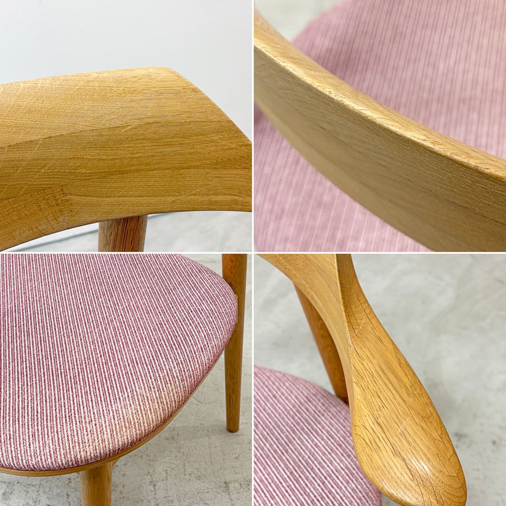 キタニ Kitani マリリン Marylin IE-01 アームチェア ダイニングチェア ハーフアーム オーク材 プライウッド ファブリック ピンクカラー 岩倉榮利 ●