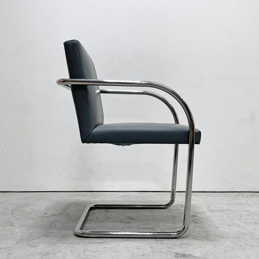 ノル ノール Knoll ブルーノ brno アームチェア チューブラー 合皮レザー グレー系カラー ミースファンデルローエ カンチレバー B ●