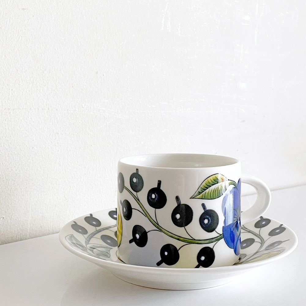 アラビア ARABIA パラティッシ PARATIISI ティーカップ&ソーサー ブルー&イエロー ビルガー・カイピアイネン Birger Kaipiainen フィンランド 北欧食器 C ■