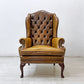 ロイズアンティークス Lloyd's Antiques リプロダクションシリーズ チェスターフィールド Q/Aウイングバックチェア 1シーターソファ 本革 猫脚 ●