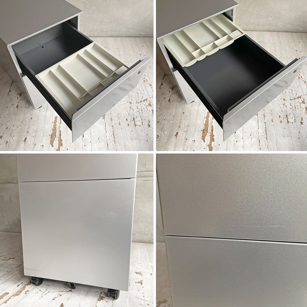 カッシーナ Cassina ixc. AFドロワー AF DRAWER デスクキャビネット ワゴン 鍵付き トレー付属 キャスターロック機能付き イタリア ミニマルデザイン B ♪