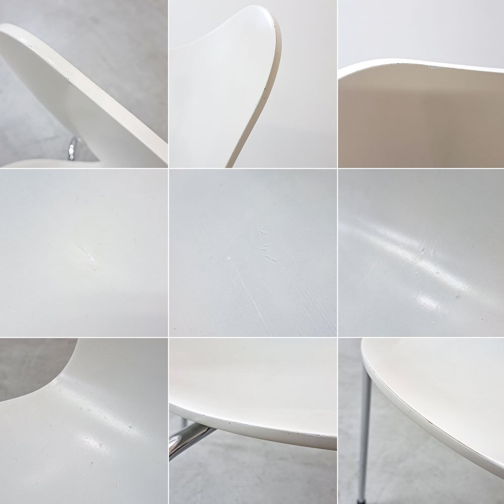 フリッツハンセン Fritz Hansen 3107 セブンチェア ホワイト ラッカー仕上げ スタッキング アルネ・ヤコブセン Arne Jacobsen デンマーク 北欧家具 B ●