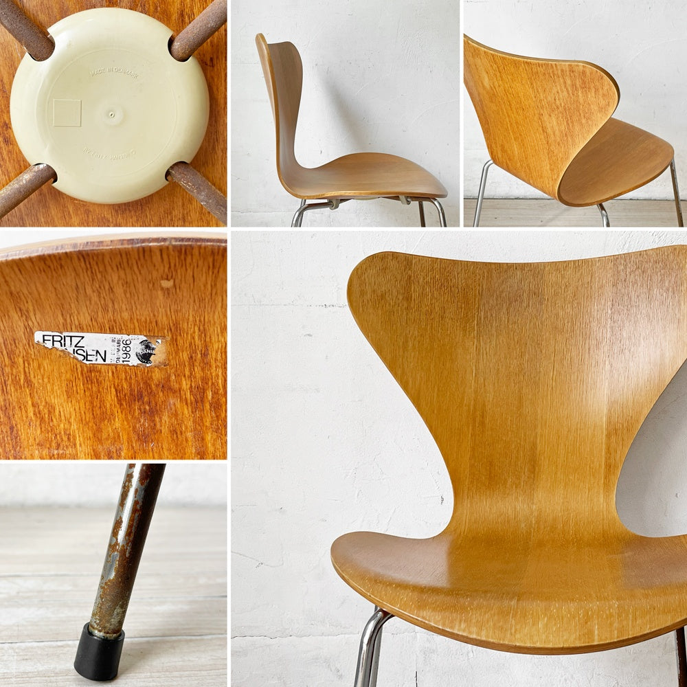 フリッツハンセン Fritz Hansen セブンチェア ダイニングチェア スタッキングチェア チェリー材 アルネ・ヤコブセン Arne Jacobsen 80’s 北欧ビンテージ デンマーク B ★