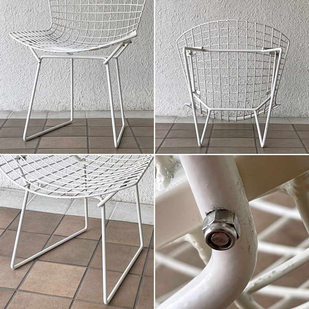 ノル Knoll 420 サイドチェア ワイヤーチェア ホワイト ハリー・ベルトイア Harry Bertoia ミッドセンチュリー 名作椅子 ◇