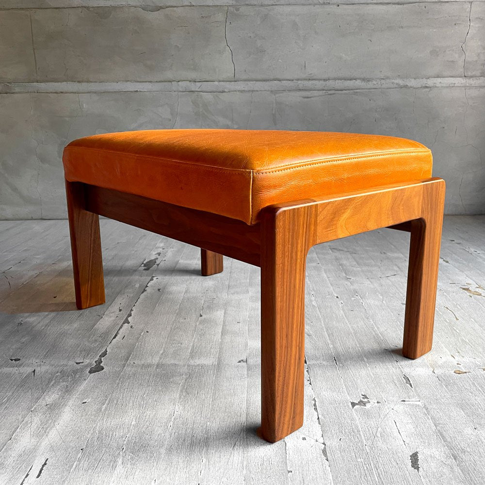 ナガノインテリア NAGANO INTERIOR リアル REAL ツムギ スツール tsumugi stool オットマン ウォールナット無垢材 本革 レザー ♪