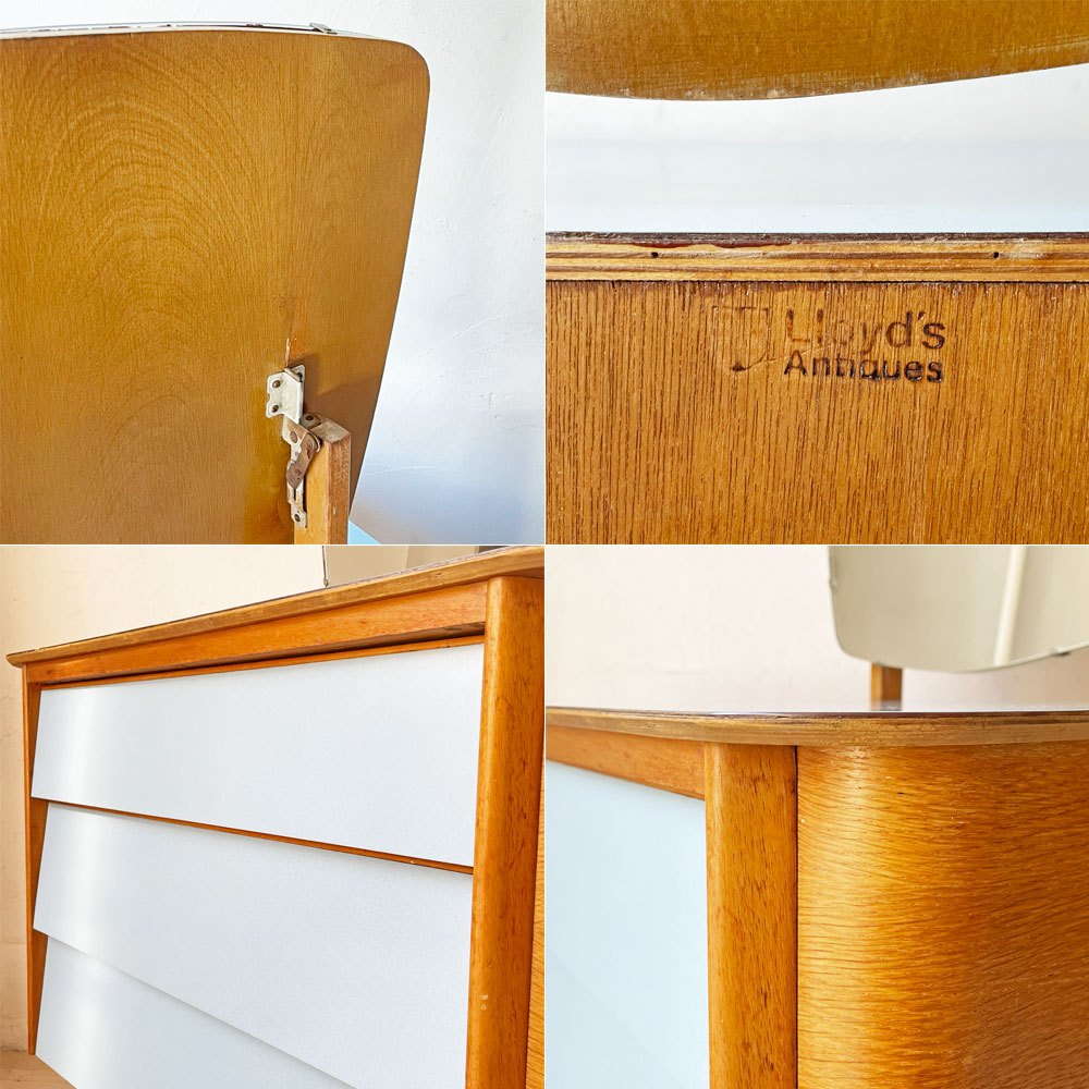 UKビンテージ Vintage HOMEWORTHY ドレッサーチェスト ミラー付き メラミントップ ミッドセンチュリー Lloyd's Antiques購入品 ★